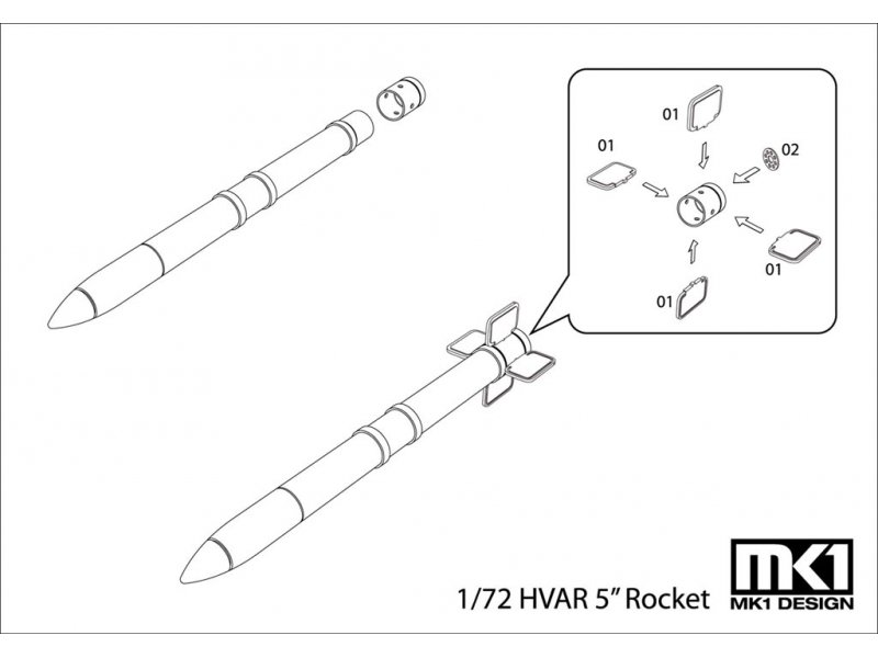 1/72 5-inch Hvar Rocket (4 pcs) - Click Image to Close