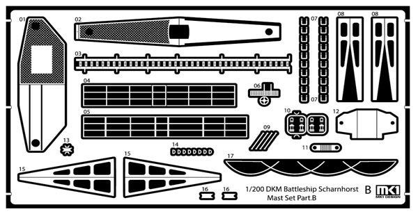 1/200 German Battleship Scharnhorst Radar & Mast for Trumpeter - Click Image to Close