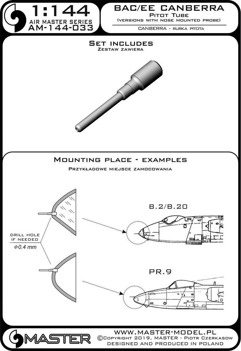 1/144 BAC/EE Canberra - Pitot Tube - Click Image to Close