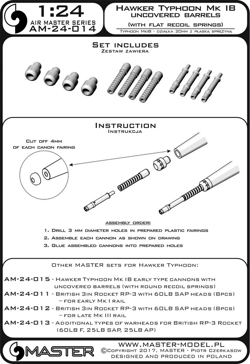 1/24 Typhoon Mk.IB Early Cannons (with Flat Recoil Springs) - Click Image to Close