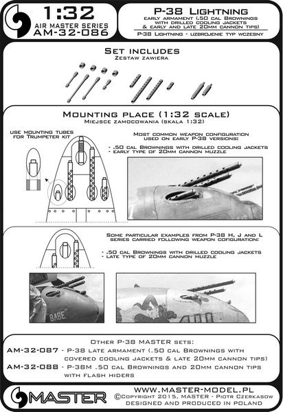 1/32 P-38 Lightning - Early Armament - Click Image to Close