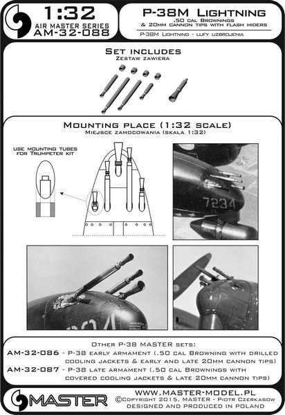 1/32 P-38M Lightning - Cal.50 Brownings & 20mm Cannon - Click Image to Close