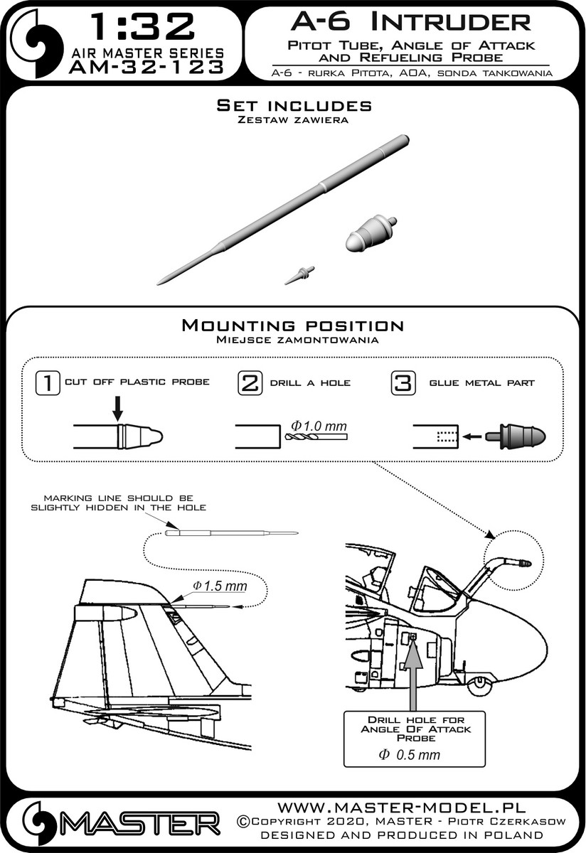 1/32 A-6 Intruder - Pitot Tube, Angle Of Attack, Refueling Probe - Click Image to Close