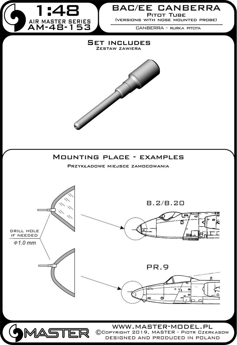 1/48 BAC/EE Canberra - Pitot Tube - Click Image to Close