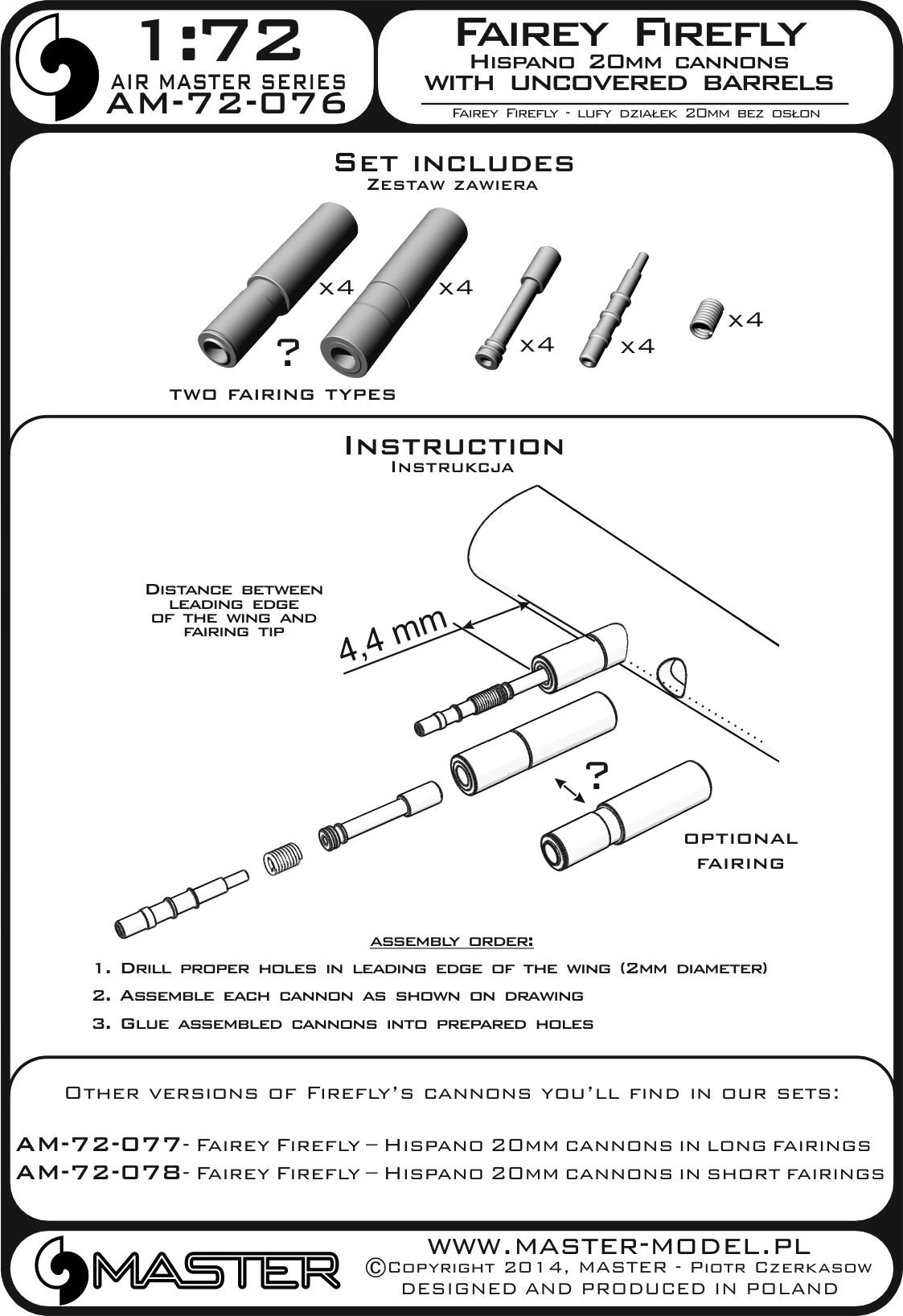 1/72 Fairey Firefly - Hispano 20mm Cannons w/Uncovered Barrels - Click Image to Close
