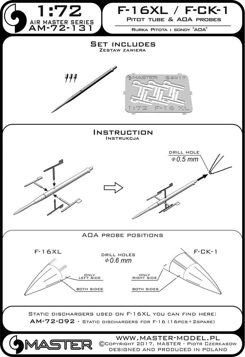 1/72 F-16XL / F-CK-1 - Pitot Tube & Angle Of Attack Probes - Click Image to Close