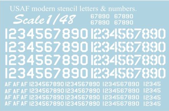 1/48 USAF Modern Stencil Letters & Numbers (White) - Click Image to Close