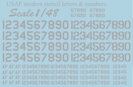 1/48 USAF Modern Stencil Letters & Numbers (Grey) - Click Image to Close
