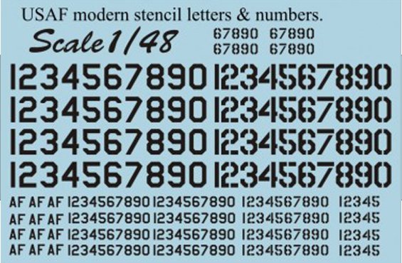 1/48 USAF Modern Stencil Letters & Numbers (Black) - Click Image to Close