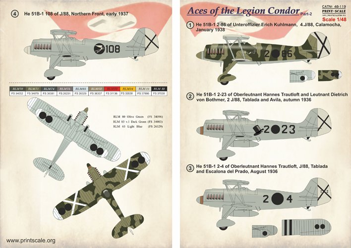 1/48 Aces of Legion Condor Part.2, He51B-1 - Click Image to Close