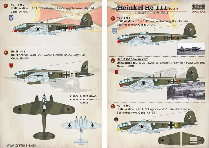 1/72 Heinkel He111H-1, H-2 & H-3 Bombers Part.2 - Click Image to Close