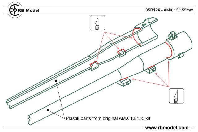 1/35 155mm L/33 Barrel for French AMX-13/155 Mk.F3 SPH - Click Image to Close
