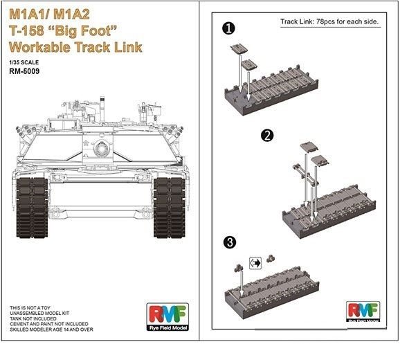 1/35 M1A1, M1A2 T-158 "Big Foot" Workable Track Link - Click Image to Close