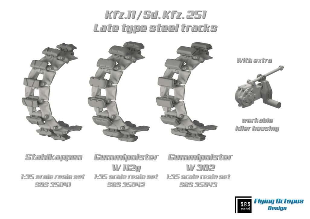 1/35 Sd.Kfz.11, Sd.Kfz.251 Late Type Steel Tracks (Gummi w112g) - Click Image to Close