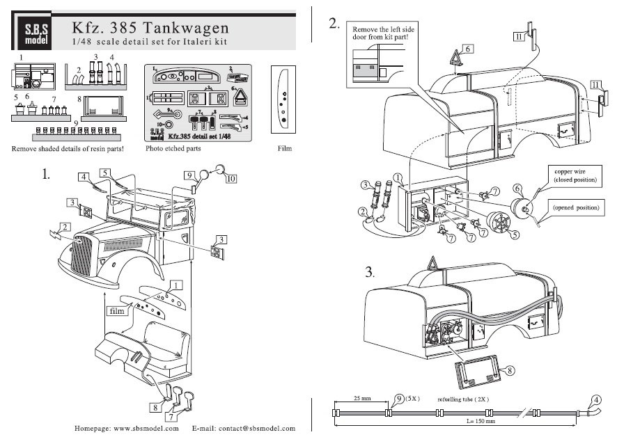 1/48 Kfz.385 Tankwagen Detail Set for Italeri - Click Image to Close