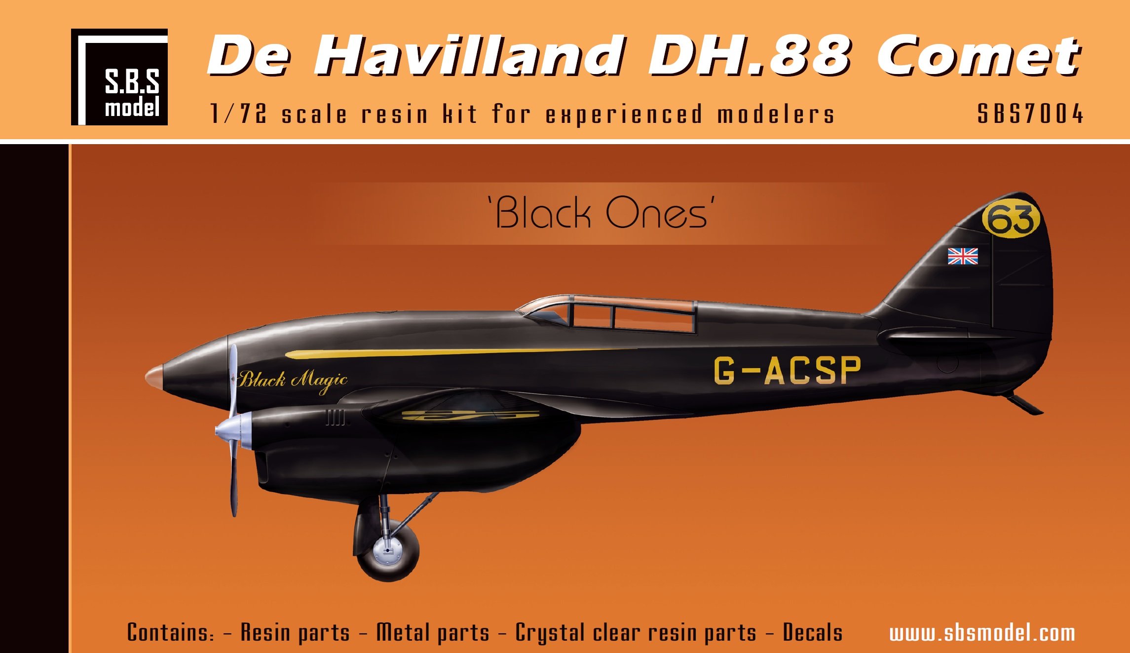 1/72 De Havilland DH-88 Comet "Black ones" Full Resin Kit - Click Image to Close