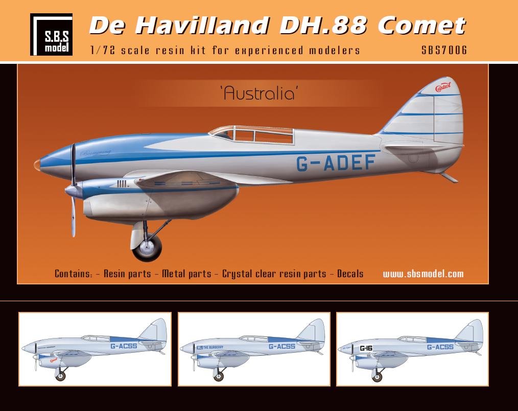 1/72 De Havilland DH-88 Comet "Australia" Full Resin Kit - Click Image to Close