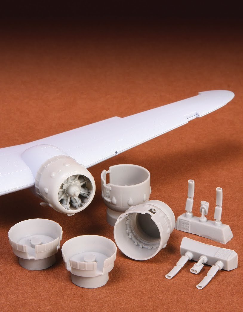 1/72 Bristol Blenheim Engine Cowling & Exhaust Set for Airfix - Click Image to Close