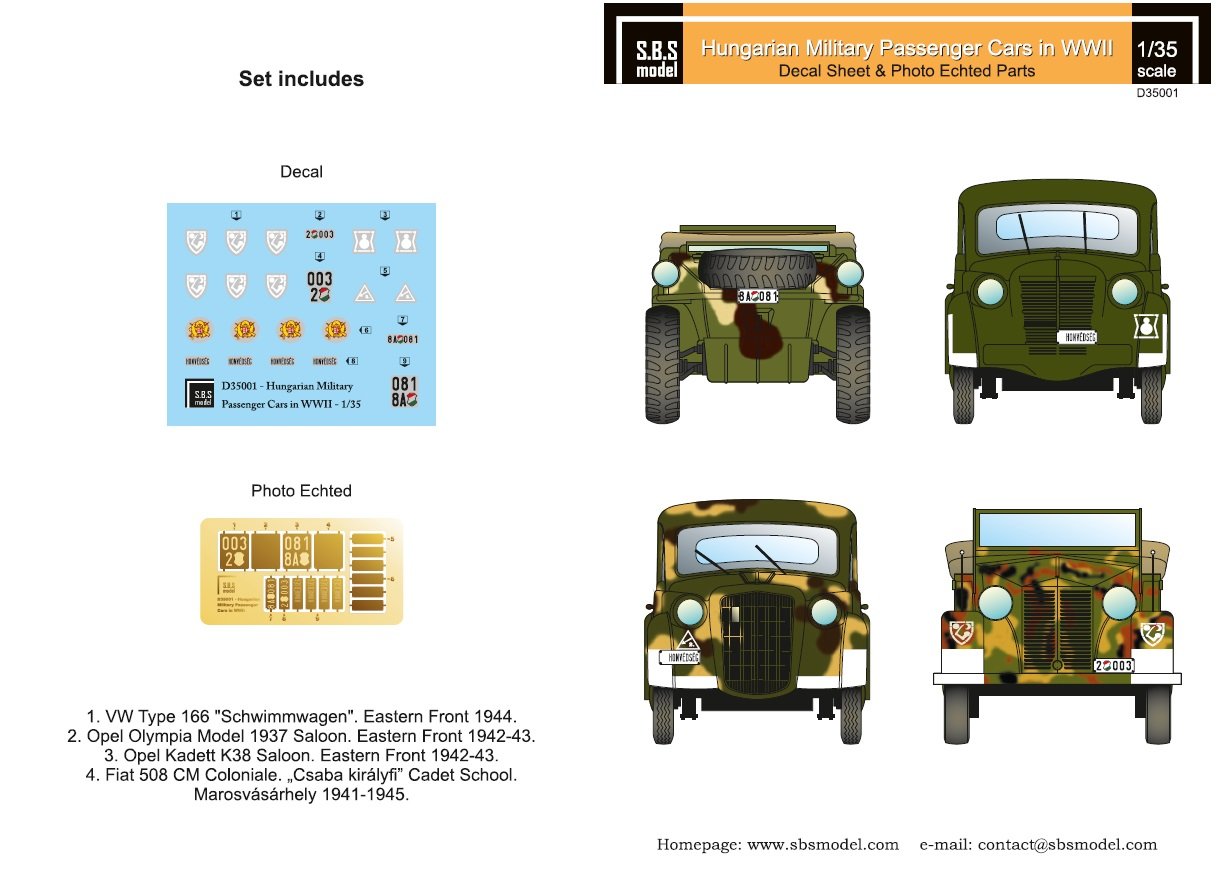 1/35 WWII Hungarian Military Passenger Cars - Click Image to Close