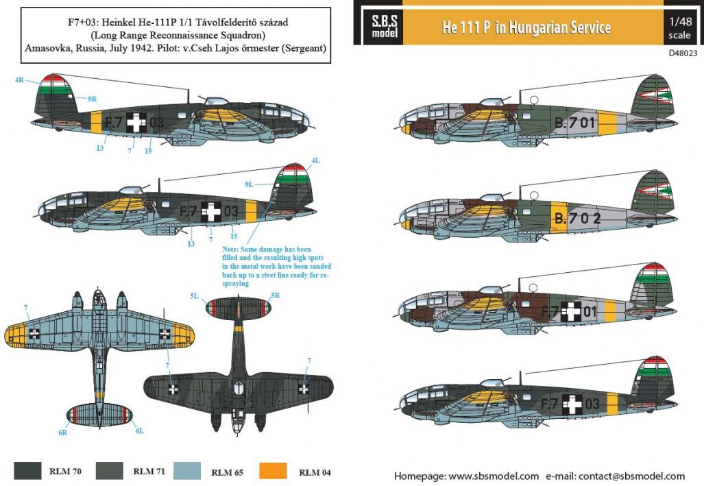 1/48 Heinkel He111P in Hungarian Service - Click Image to Close