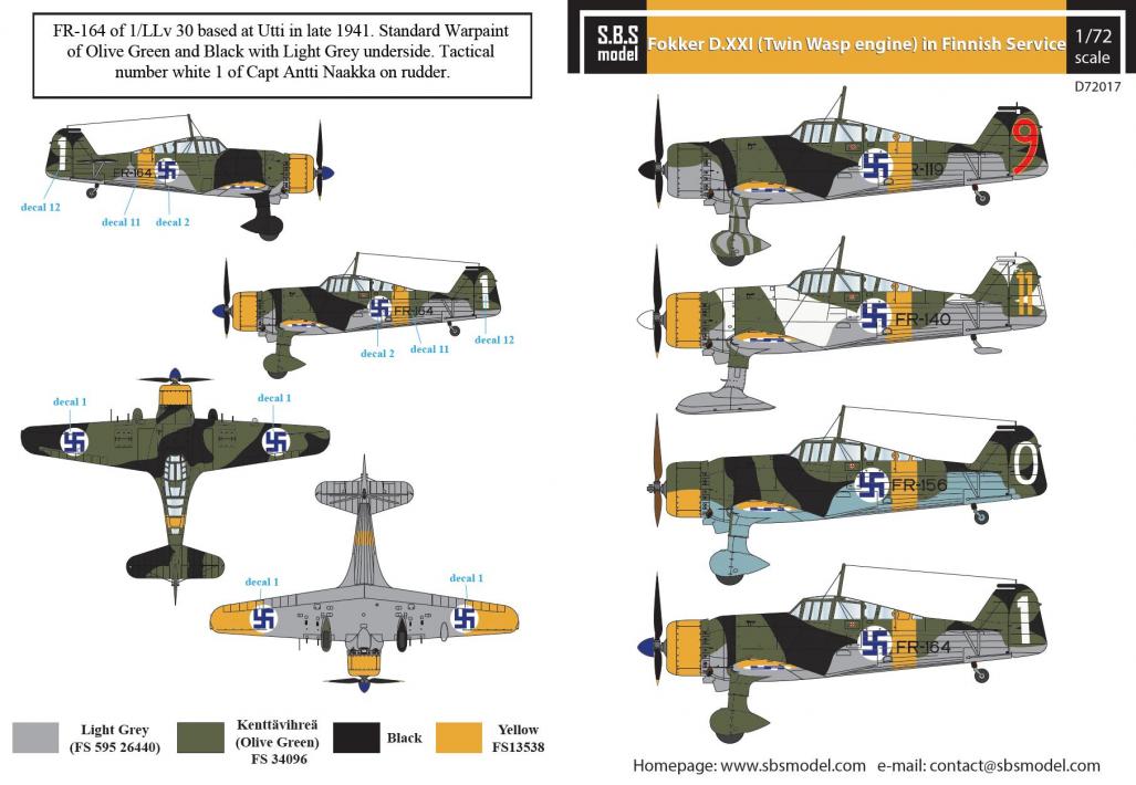 1/72 Fokker D.XXI (Twin-Wasp Engine) in Finnish Service - Click Image to Close