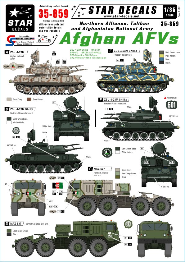 1/35 Afghan AFVs, ZSU-23-4, MAZ-537, BRDM-2, Sagger, BTR-70 - Click Image to Close