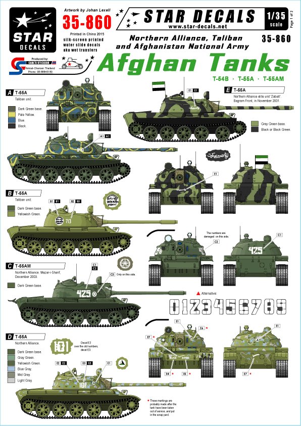 1/35 Afghan Tanks, Northern Alliance/Taliban/ANA T-54B, T-55A/AM - Click Image to Close