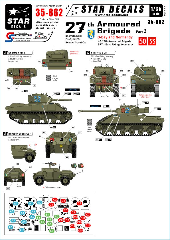 1/35 British 27th Armoured Brigade #3, HQ & East Riding Yeomanry - Click Image to Close