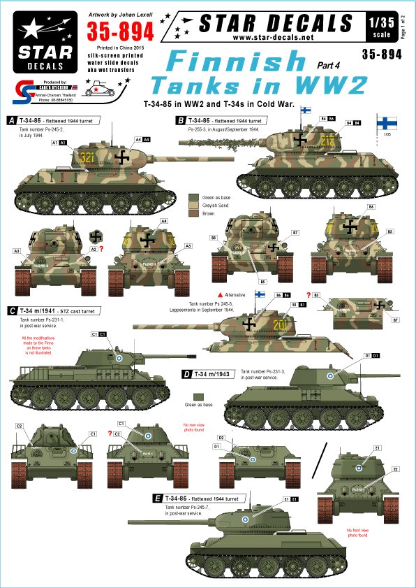 1/35 Finnish Tanks in WWII #4, T-34/85 WWII & T-34 Cold War - Click Image to Close