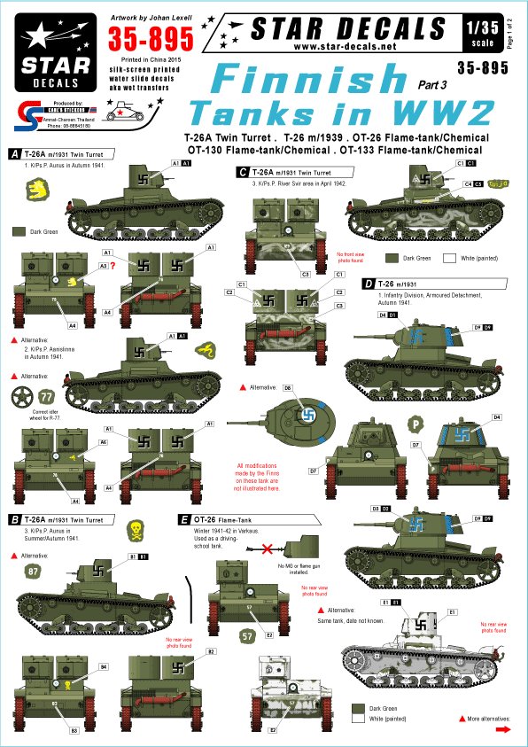 1/35 Finnish Tanks in WWII #3, T-26A, T-26 m1939, OT-130/133 - Click Image to Close