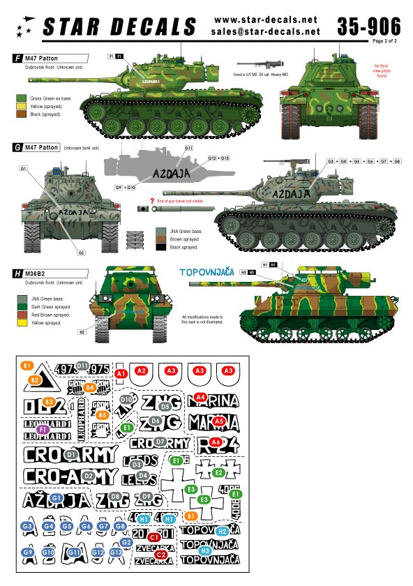 1/35 Croatian Army 1991-95 #1, "T-55A, M47 Pershing, M36B2" - Click Image to Close