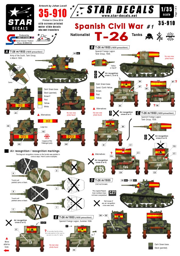 1/35 Spanish Civil War #1, Nationalist T-26 Tanks - Click Image to Close