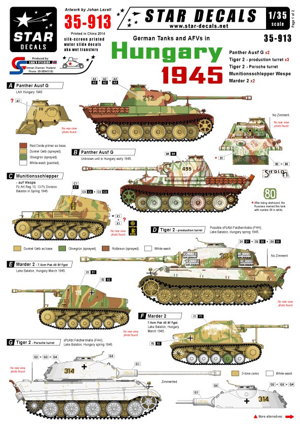 1/35 German Tanks in Hungary 1945 "Panther G, Tiger 2, Marder 2" - Click Image to Close