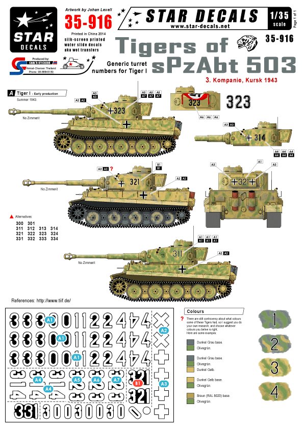 1/35 Tigers of sPzAbt 503 #3, Numbers for 3. Komp. Kursk 1943 - Click Image to Close