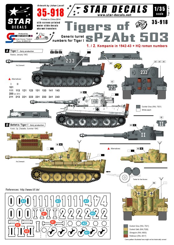 1/35 Tigers of sPzAbt 503 #1, Generic Numbers for Winter 1942-43 - Click Image to Close