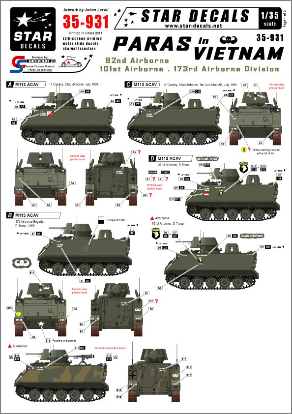 1/35 US Paras in Vietnam, 82nd, 101st, 173rd Airborne M113 ACAV - Click Image to Close