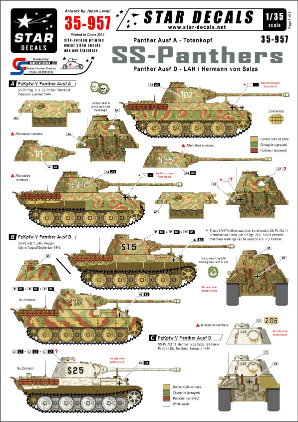 1/35 SS-Panthers, Panther Ausf.A and D - Click Image to Close
