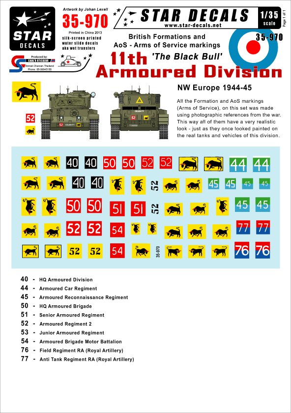 1/35 British 11th "Black Bull" Armoured Division NW Europe - Click Image to Close