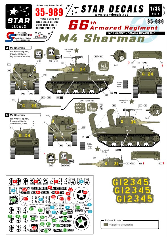1/35 US 66th Armored Regiment in Normandy, M4 Sherman - Click Image to Close