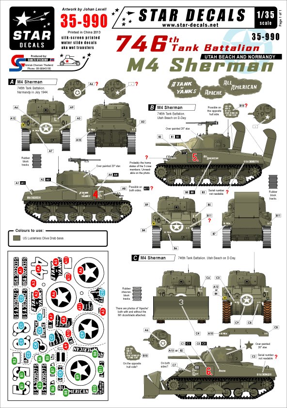 1/35 US 746th Tank Battalion Shermans in Normandy - Click Image to Close