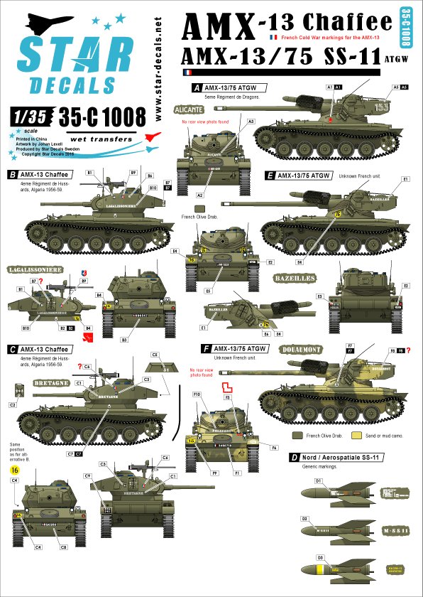 1/35 AMX-13 Chaffee & AMX-13 SS-11, French and Algeria Markings - Click Image to Close