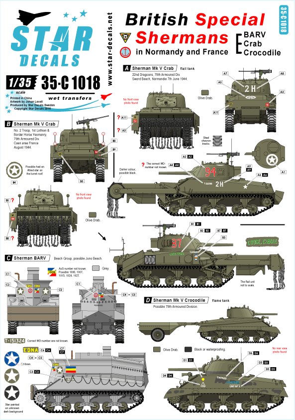 1/35 British Special Shermans, BARV, Crab and Crocodile Shermans - Click Image to Close