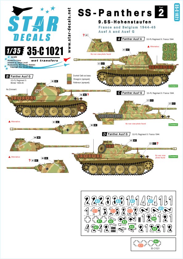 1/35 SS-Panthers #2, 9.SS-Hohenstaufen, Panther Ausf.A and G - Click Image to Close