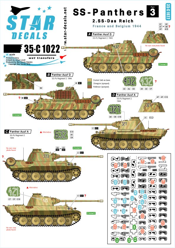 1/35 SS-Panthers #3, 2.SS-Das Reich, Panther Ausf.D and A - Click Image to Close