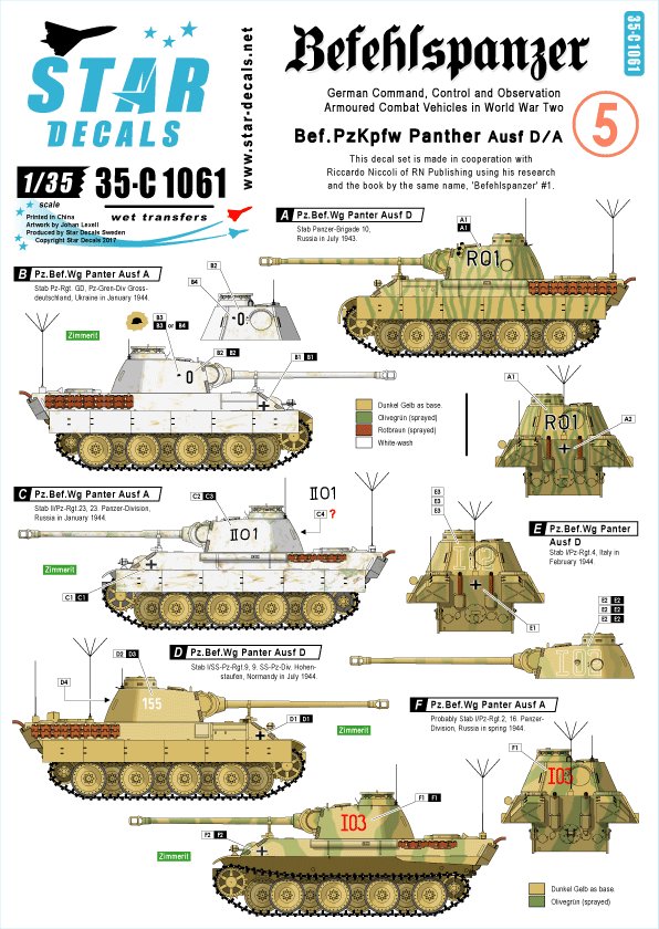 1/35 Befehlspanzer #5, Bef.Pz.Kpfw Panther Ausf.D and A - Click Image to Close