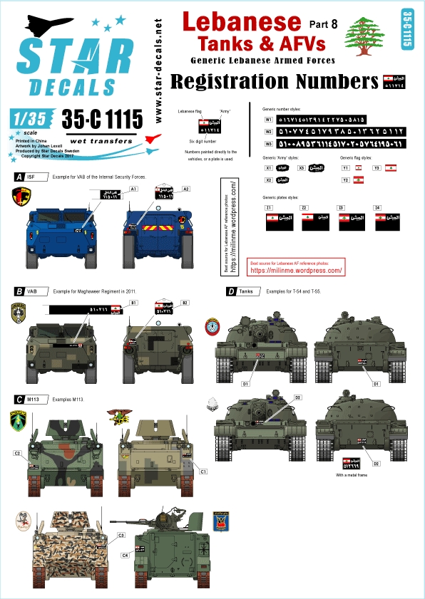 1/35 Lebanese Tanks & AFVs #8, Registration Numbers and Plates - Click Image to Close