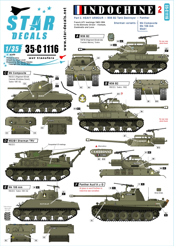 1/35 Indochine #2, M36B2, M4 Composite, M4 105mm, M4A1, Panther - Click Image to Close