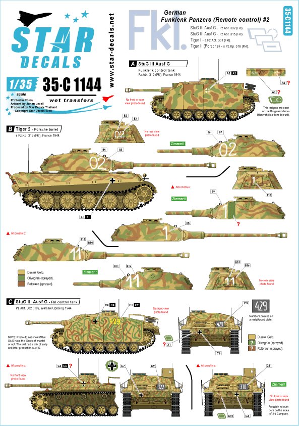 1/35 German Funklenk (Fkl) Panzers #2, StuG.III Ausf.G, Tiger - Click Image to Close