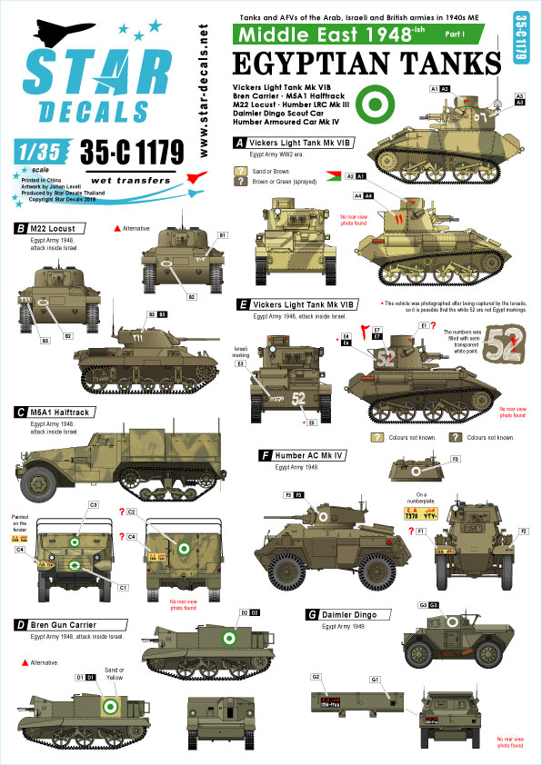 1/35 Middle East 1948 #1, Egyptian Tanks, Mixed Tanks & AFVs - Click Image to Close