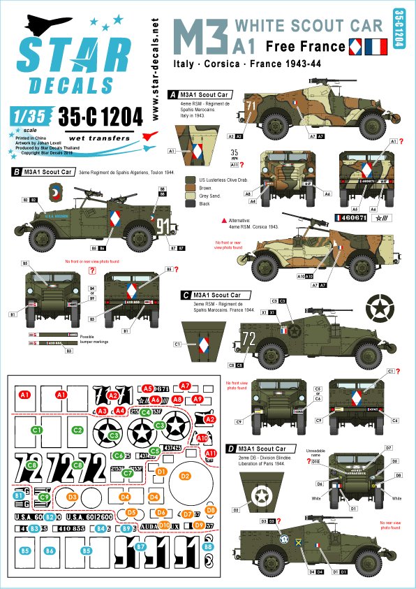 1/35 Free French M3A1 Scout Car, Italy, Corsica, France 1943-45 - Click Image to Close
